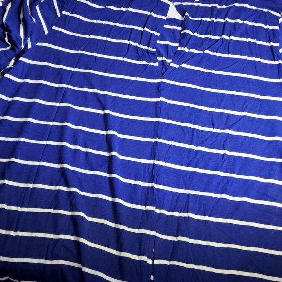 Molly & Isadora Women's 3X Blue/White Striped Split Back Shirt - Picture 7 of 8